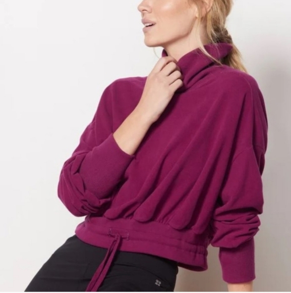 Sweaty Betty Melody Luxe Fleece Pullover Amaranth Pink Sweatshirt Size 8 - Picture 1 of 11